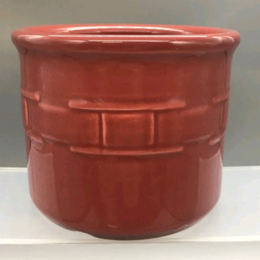 Longaberger Pottery Woven Traditions Paprika Pillar Candle Holder/Crock